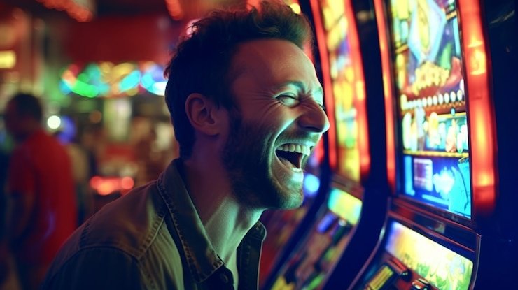 Antarmuka permainan Playtech dengan pilihan slot dan meja dealer langsung
